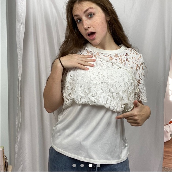 🤍white lace blouse w/cami underneath!!🤍 - Picture 3 of 4
